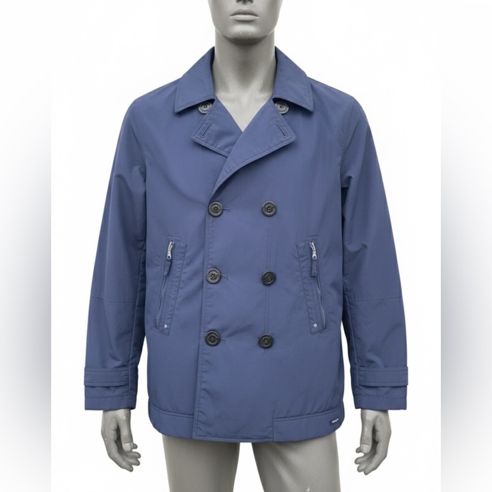Lands' End Squall Peacoat Navy Blue Waterproof Fleece Lined Jacket Large